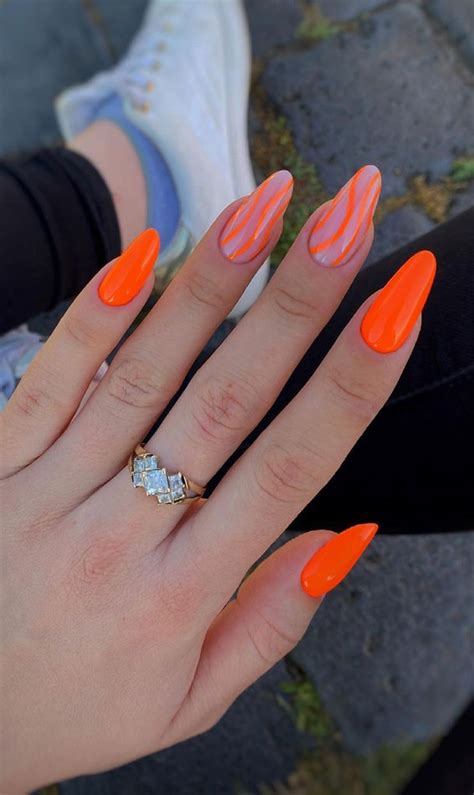 Neon Orange Nail Designs