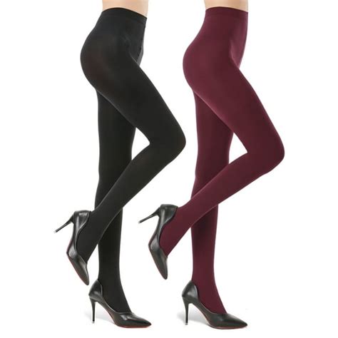 Wajiafar 2 Pairs Semi Opaque Tights For Women 70d Microfiber Control