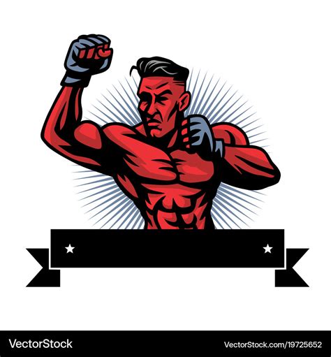 Mma fighter logo design template Royalty Free Vector Image