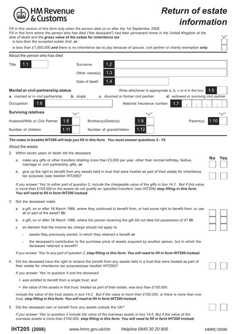 Hmrc Form Iht205 Fill Out Printable PDF Forms Online