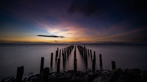 Wallpaper Landscape Nature Sunset Sea Beach Long Exposure Sky