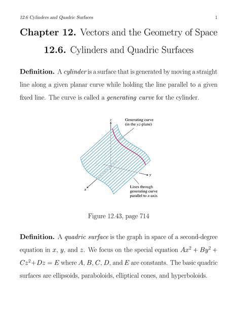 Quadratic Surfaces Lecture Notes Cylinders And Quadric