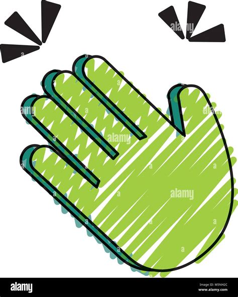 Doodle Emoji Hand Waving Gesture Expression Vector Illustration Stock