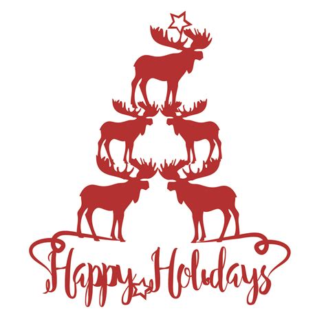 Christmas Svg Moose Christmas Tree Happy Holiday Svg File 89079 Cut