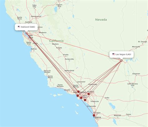 All Flight Routes From Las Vegas To Oakland Las To Oak Flight Routes