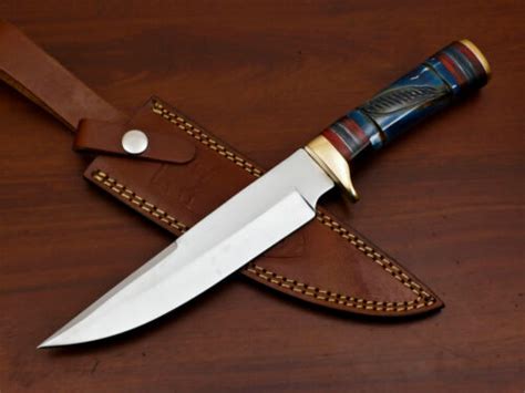 Rody Stan HANDMADE D2 FIXED BLADE HUNTING BOWIE KNIFE STAINED ENGRAVED