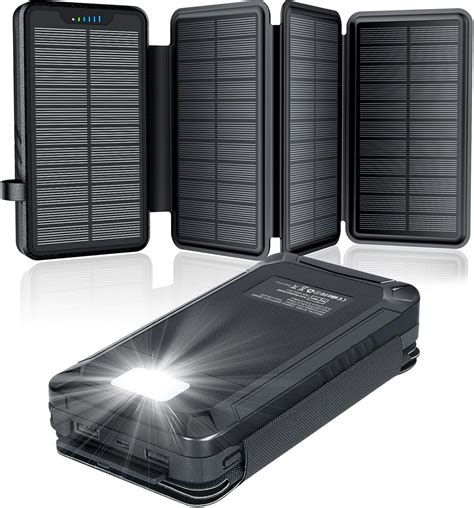 Solar PowerBank 26800mAh Solar Ladegerät mit 4 Solarpanels