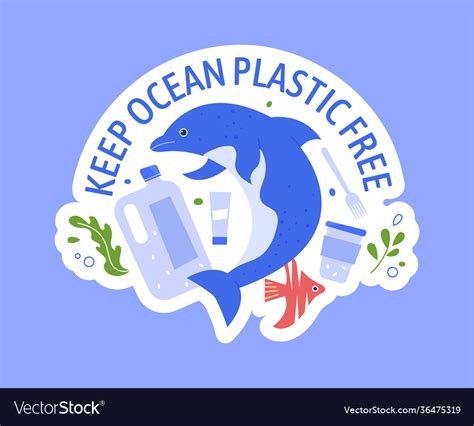 Keep Ocean Plastic Free Global Pollution Problem Vector Image