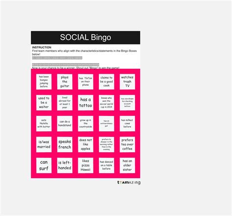 Social Bingo Template Miroverse