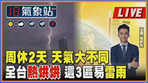 【tvbs18氣象站】周休2天 天氣大不同全台熱烘烘 這3區易雷雨 ｜主播吳軒彤 說氣象liv Youtube