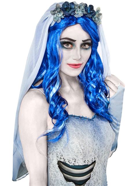 Womens Blue Corpse Bride Emily Character Wig