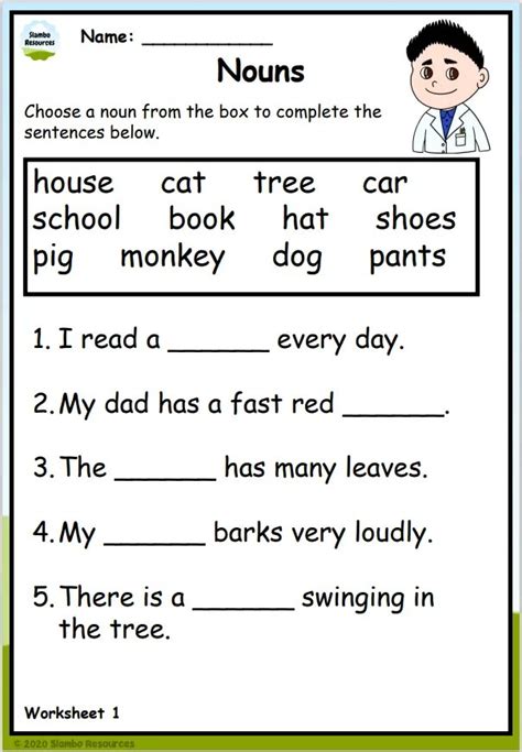 Printable Noun Worksheets Interactive Learning Worksheet Hub