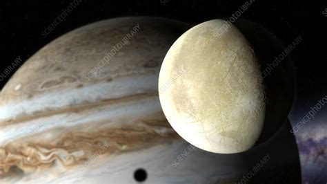 Europa in orbit around Jupiter, animation - Stock Video Clip - K011 ...