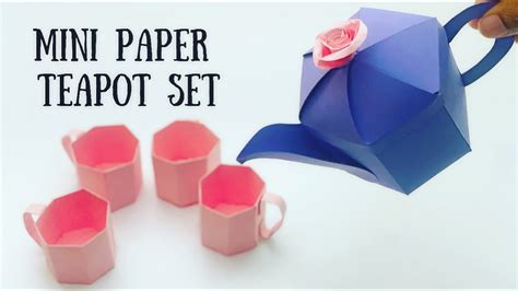 Diy Mini Paper Teapot And Cups Paper Craft Mini Paper Teapot Set