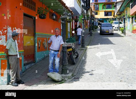 Colorful Streets Of Guatape City In Colombia South America Stock Photo