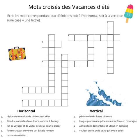 Mots Crois S Des Vacances D T Avec Des Mots Du Champ Lexical De L T