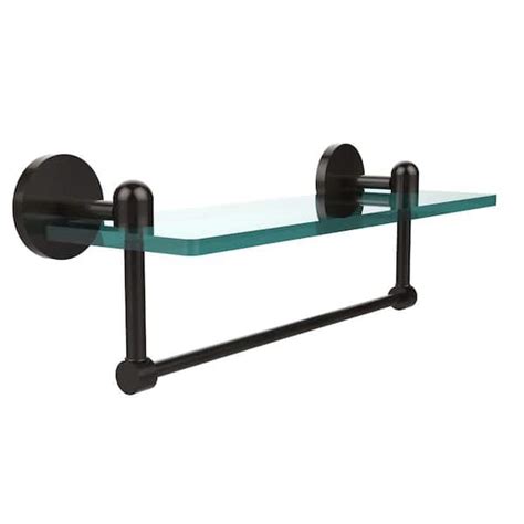 Allied Brass Tango 16 In L X 5 In H X 5 In W Clear Glass Vanity Bathroom Shelf With Towel Bar