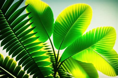 Hojas De Palma Verdes Y Amarillas Plantas Tropicales Que Crecen En