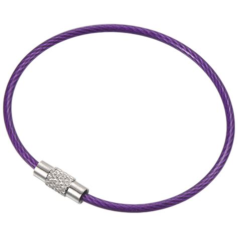 6 Inch Wire Keychain Cable Stainless Steel Key Ring Loop Purple 5