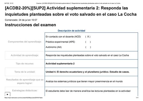 Examen Acdb Sup Actividad Suplementaria Responda Las