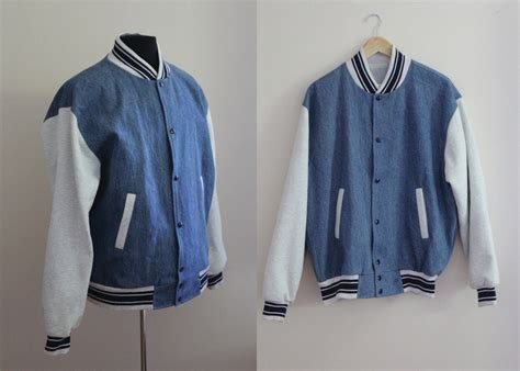 Vintage Denim Varsity Jacket Vintage Varsity Jacket