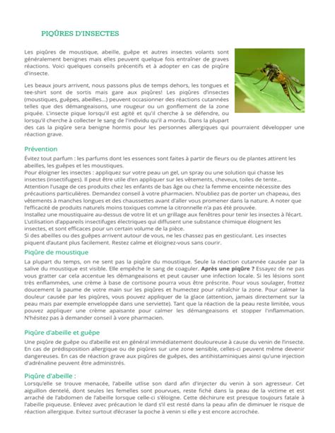 Pharmacie De Valberg Valberg Fiche Conseil Piq Res D Insectes