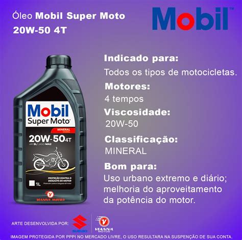 Óleo Lubrificante Mobil Super Moto 4t 20w 50 Mineral 1 Litro Vianna Motos