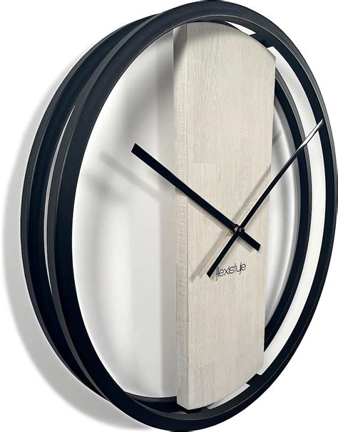 FLEXISTYLE Grande Horloge Murale Loft Ovale en métal Noir 3D XXL