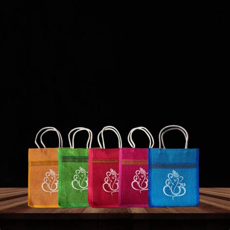 Ganesha Print Jute Bags Perfect For Indian Return Gifts Indiafancy