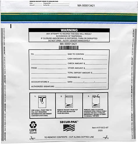 Secur Pak Deposit Bags Pack Of Bill Capacity Premium