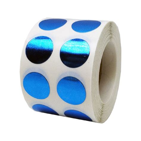 1/2" Metallic Blue Dot Stickers | 1,000/Roll | InStockLabels.com