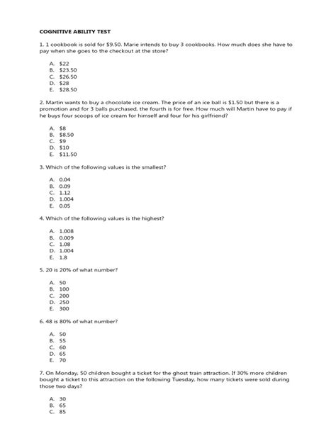 Cognitive Test | PDF