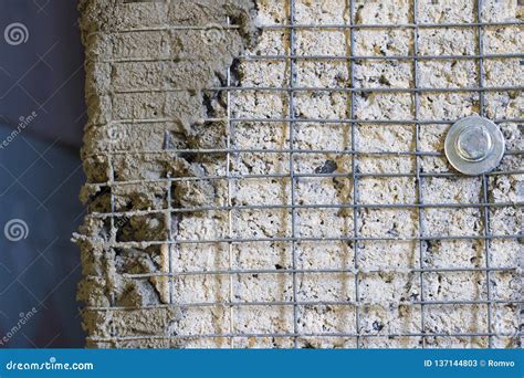 Wall Reinforcement with Metal Mesh Stock Image - Image of mesh ...