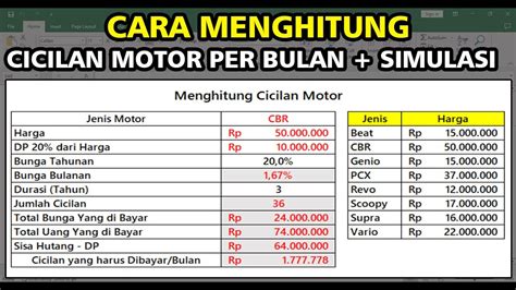 Cara Menghitung Cicilan Motor Perbulan Simulasi Pembayarannya Di