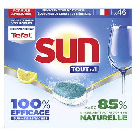 Capsules Lave Vaisselle Tout En 1 Au Citron SUN La Boite De 46