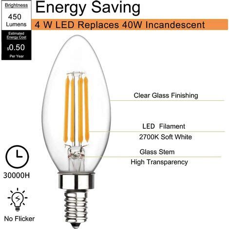 E14 LED Glühbirnen 6er Pack 450 lm Tageslichtweiß 2700K 4W C35