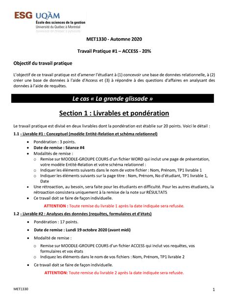 TP1 livrable 1 énoncé MET MET1330 Automne 2020 Travail Pratique 1