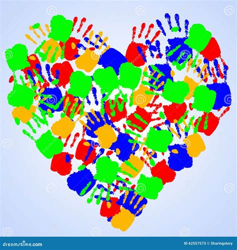 Heart With Colorful Handprints Stock Image Cartoondealer