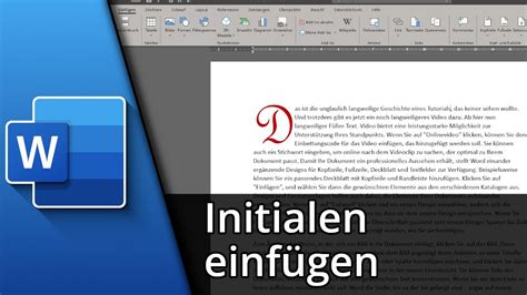 Initiale In Word Einf Gen Entfernen Tutorial Youtube