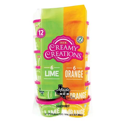 H E B Select Ingredients Creamy Creations Sherbet Assorted Flavors 3 Oz