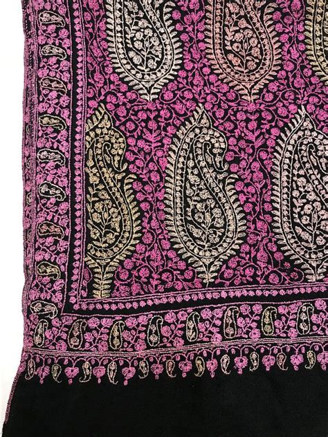 Buy Black Pure Pashmina Shawl With Allover Sozni Embroidery Pure