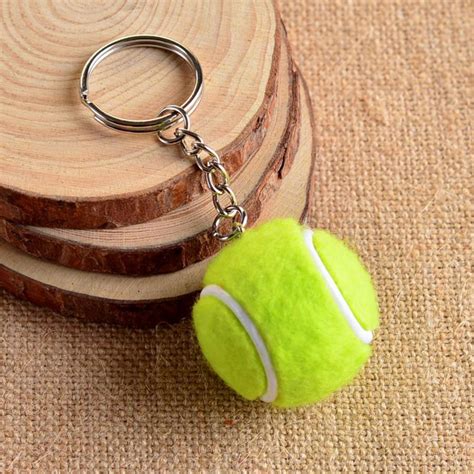 Cute 4cm Pvc Mini Tennis Ball Keychain Key Holder Auto Velvet Pom Pom