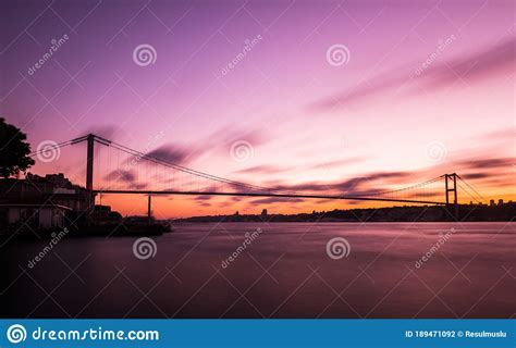 Istanbul Bosphorus Bridge Sunset View in Istanbul, Turkey Stock Photo ...