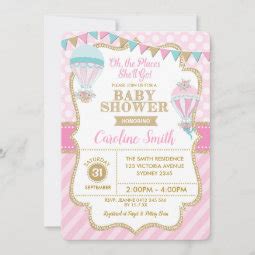 Hot Air Balloon Girl Baby Shower Party Invite Zazzle