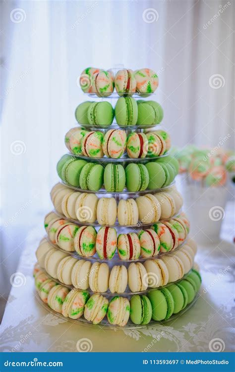 Top View of Dessert Table with a Large Macaroons Stock Image - Image of confectionery ...