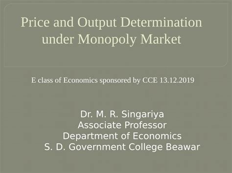 PDF Price And Output Determination Under Monopoly Market