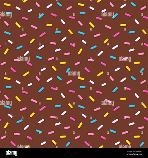 Bright Sugar Sprinkles Seamless Pattern Chocolate Brown Background