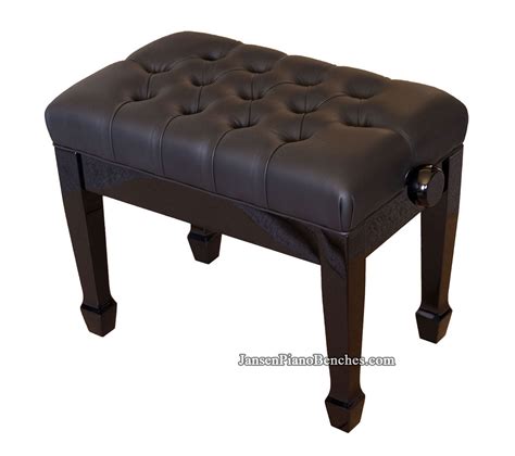 Adjustable Piano Bench Black High Polish Open Box Jansen Piano Benches