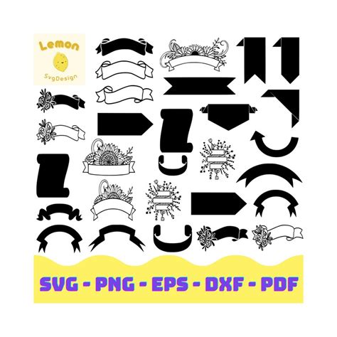 Ribbon Banner Svg Bundle Digital Clipart Png Eps Pdf Dxf Etsy Canada