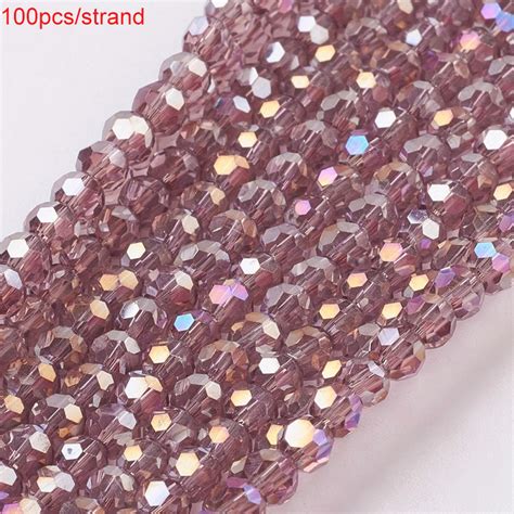 Beadthoven 100pcs Strand Faceted Round Electroplate AB Color Plated